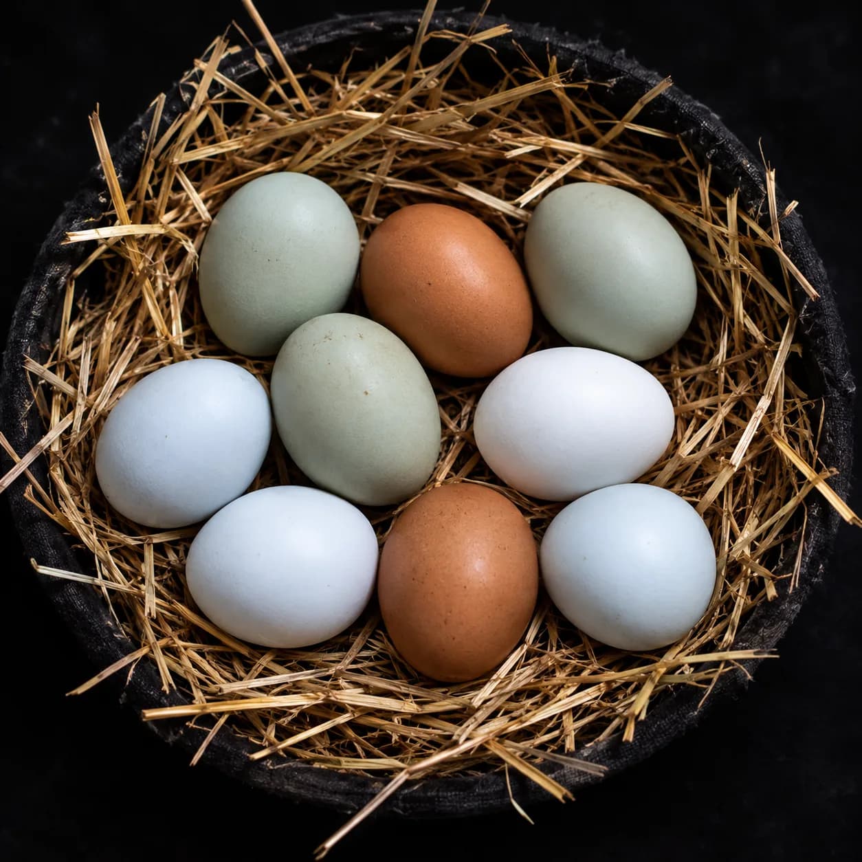 Oeufs de poules fécondés diverses couleurs (brun ,bleu ,vert etc)
